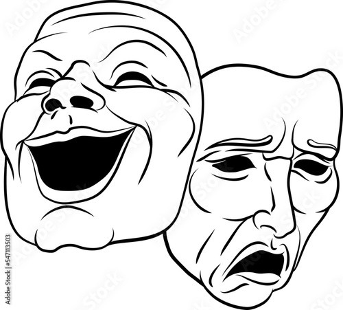 Theater or theatre drama comedy and tragedy masks illustration