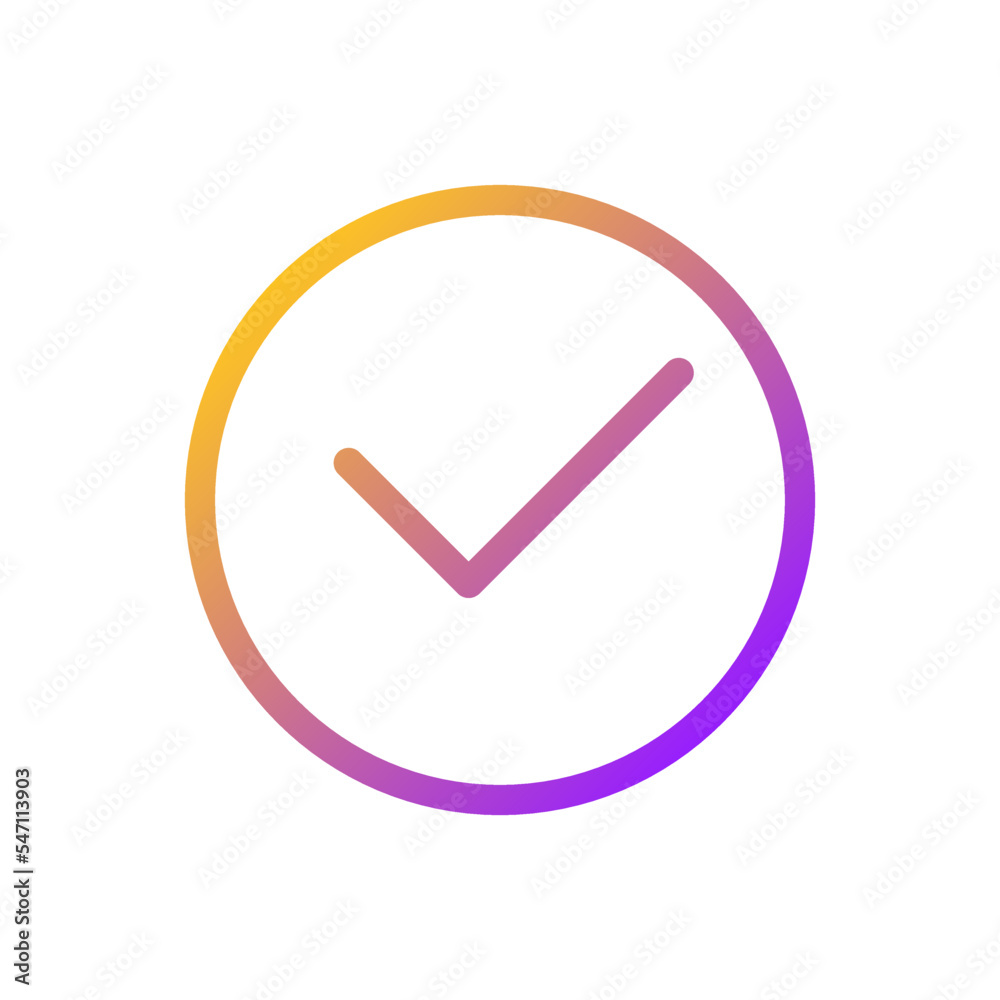 Tick in circle pixel perfect gradient linear ui icon. Approval checkmark. Voting button in website. Line color user interface symbol. Modern style pictogram. Vector isolated outline illustration Tick in circle pixel perfect gradient linear ui icon. Approval checkmark. Voting button in website. Line color user interface symbol. Modern style pictogram. Vector isolated outline illustration