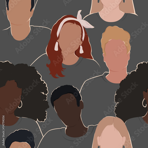 Seamless pattern of diverse people. Flat modern vector illustration.