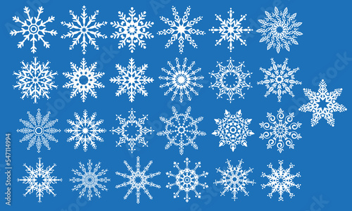 25 detaillierte und verspielte Vektor Schneeflocken für Weihnachten und Winter