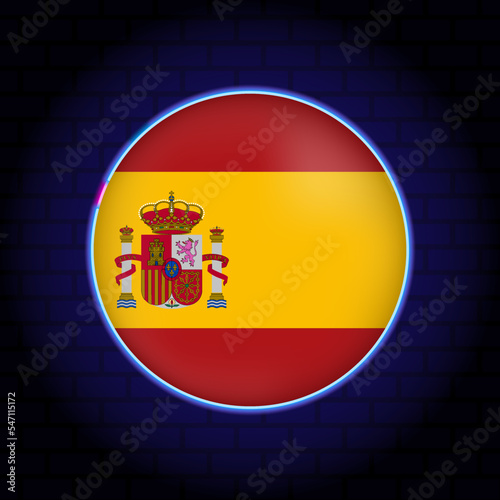 Neon Spain flag. Vector illustration.