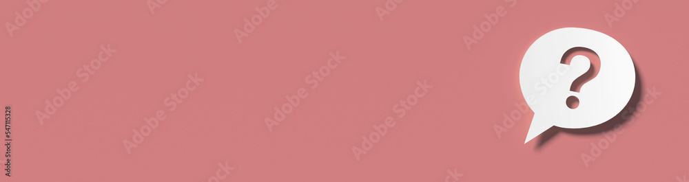 Question mark in front of a red color wall background. Business support concept - 3D Rendering. Question mark in front of a red color wall background. Business support concept - 3D Rendering.