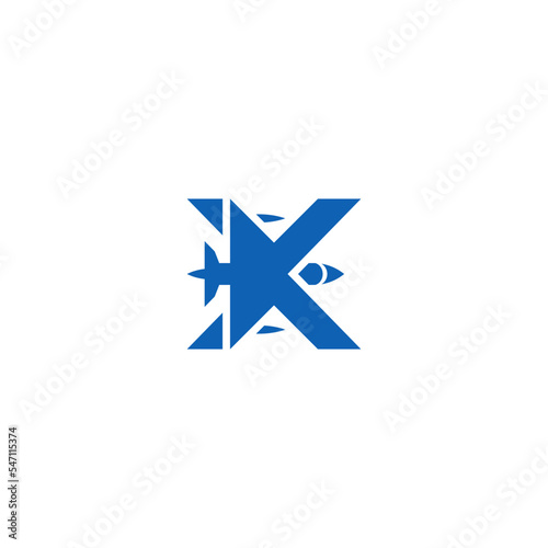Letter X combination with jet fighter. Logo design.