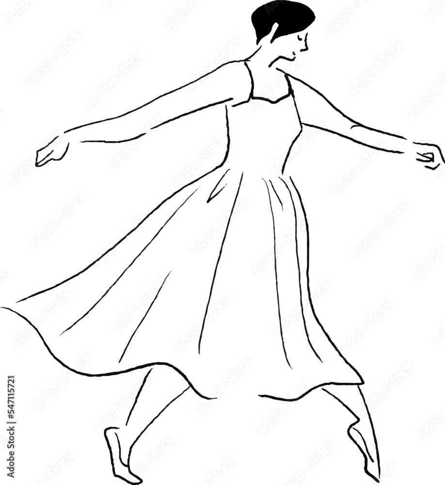 踊る女性 バレリーナ ベクター線画 踊る女性 バレリーナ ベクター線画