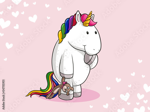 Kuschelndes Comic Einhorn