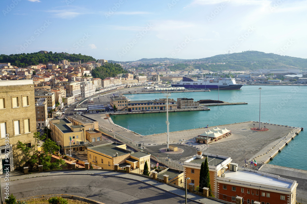 Cityscape and port of Ancona, Marche, Italy