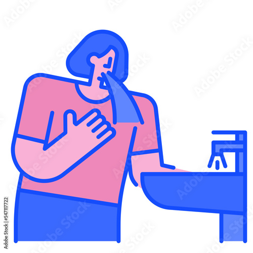 bulimia nervosa blue line icon
