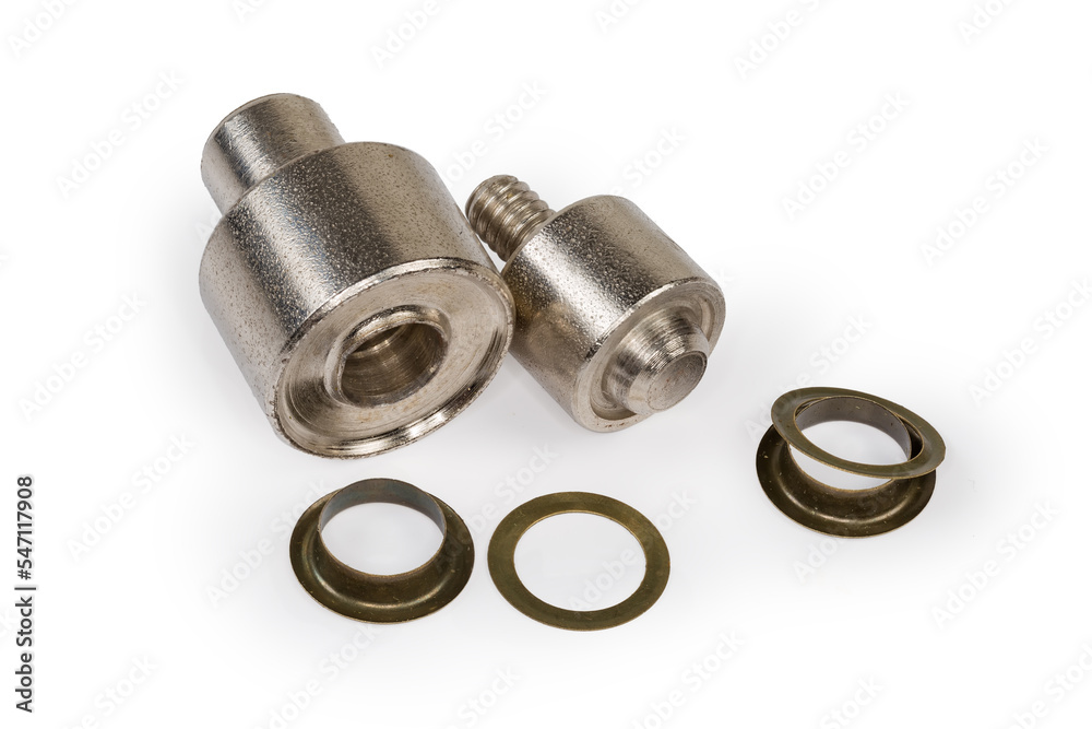 Sets of metal eyelets components and setting tool Sets of metal eyelets components and setting tool