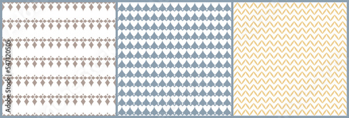 Set of seamless geometric abstract patterns. Repeated backgrounds in soft, nature colors. Vector textures for home interior, fabric design, decor, textile. Eps 10