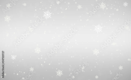 Snow gray background. Christmas snowy winter design. Blurred background