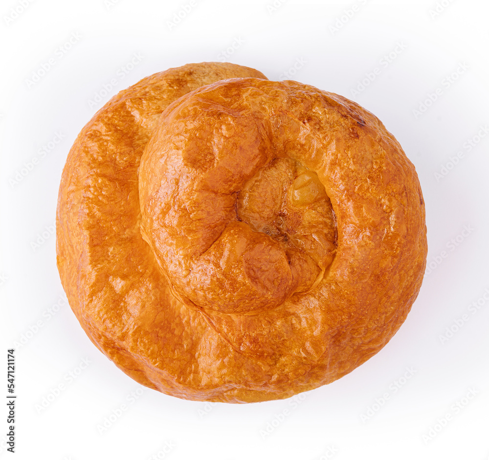 Puff pastry bun rolled up in the form of a snail Puff pastry bun rolled up in the form of a snail