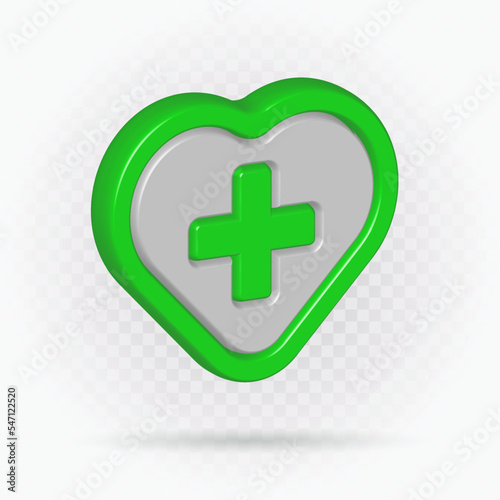 Realistic love medical icon, heart sign, immune system sign, Hospital medication health.
