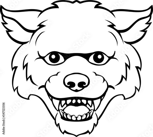 Wolf Mascot Cute Happy Cart...