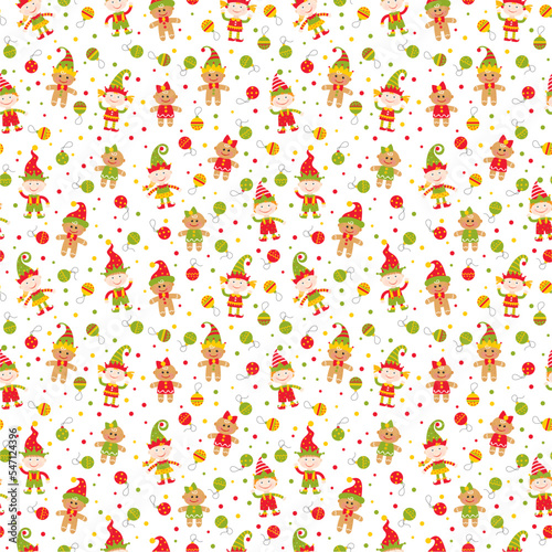 Pattern With Elves And Gingerbread