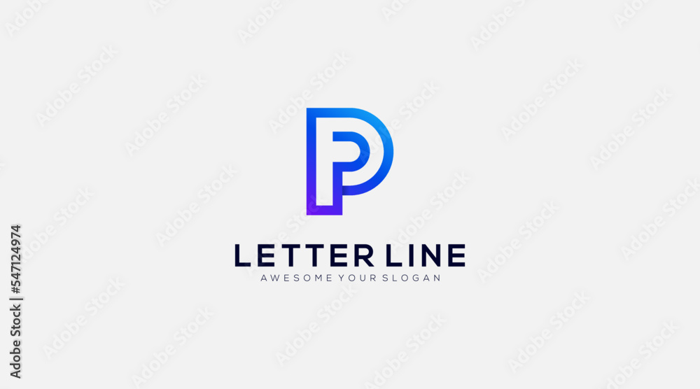Letter p line icon logo design vector template Letter p line icon logo design vector template