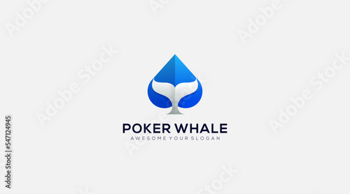Poker Whale Vector Logo design Illustration template
