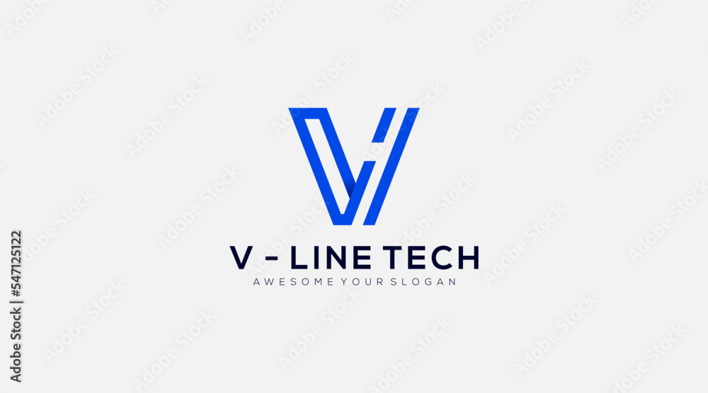 Letter v line Art logo design concept vector Letter v line Art logo design concept vector