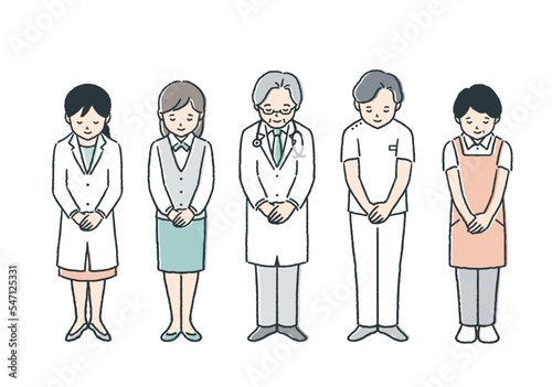医療スタッフのイラスト／お辞儀