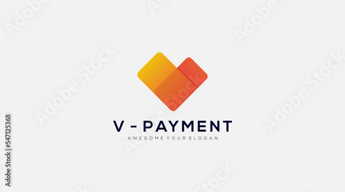 Letter v payment logo design vector template