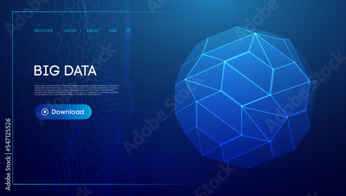 Abstract low poly sphere digital network background. Geometric futuristic blue tecgnology background. Low poly wire frame vector design.