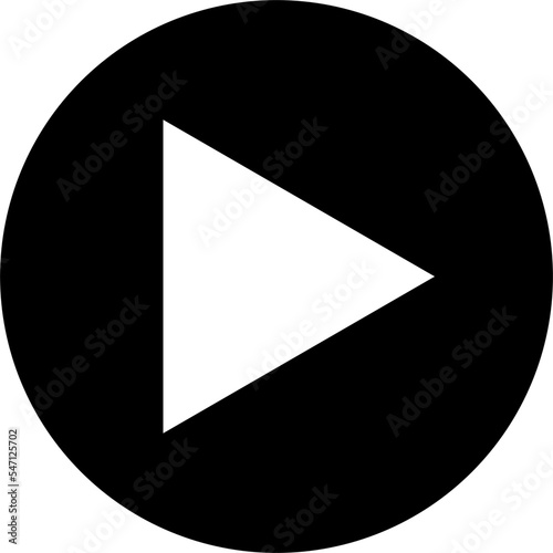 Play icon in black and white, button with play sign