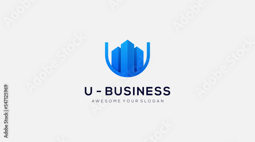 Abstract U letter commercial business modern minimalist logo design © Norin