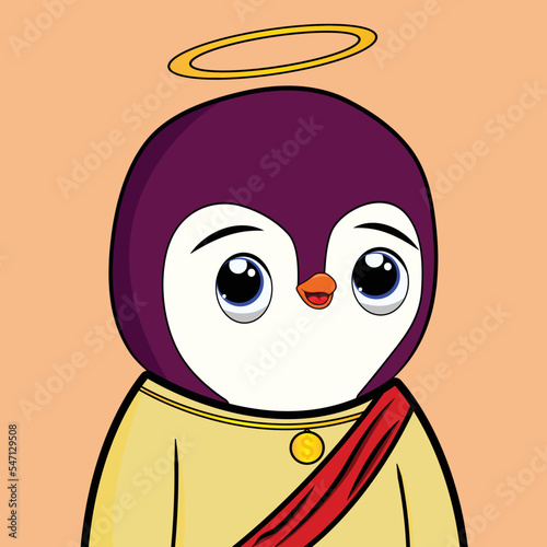 Penguin characters vector NFT art design. Penguin 3d character in cute and friendly face with santa hat, gift and skate elements for NFT collection design. Vector illustration. penguin NFT artwork. 