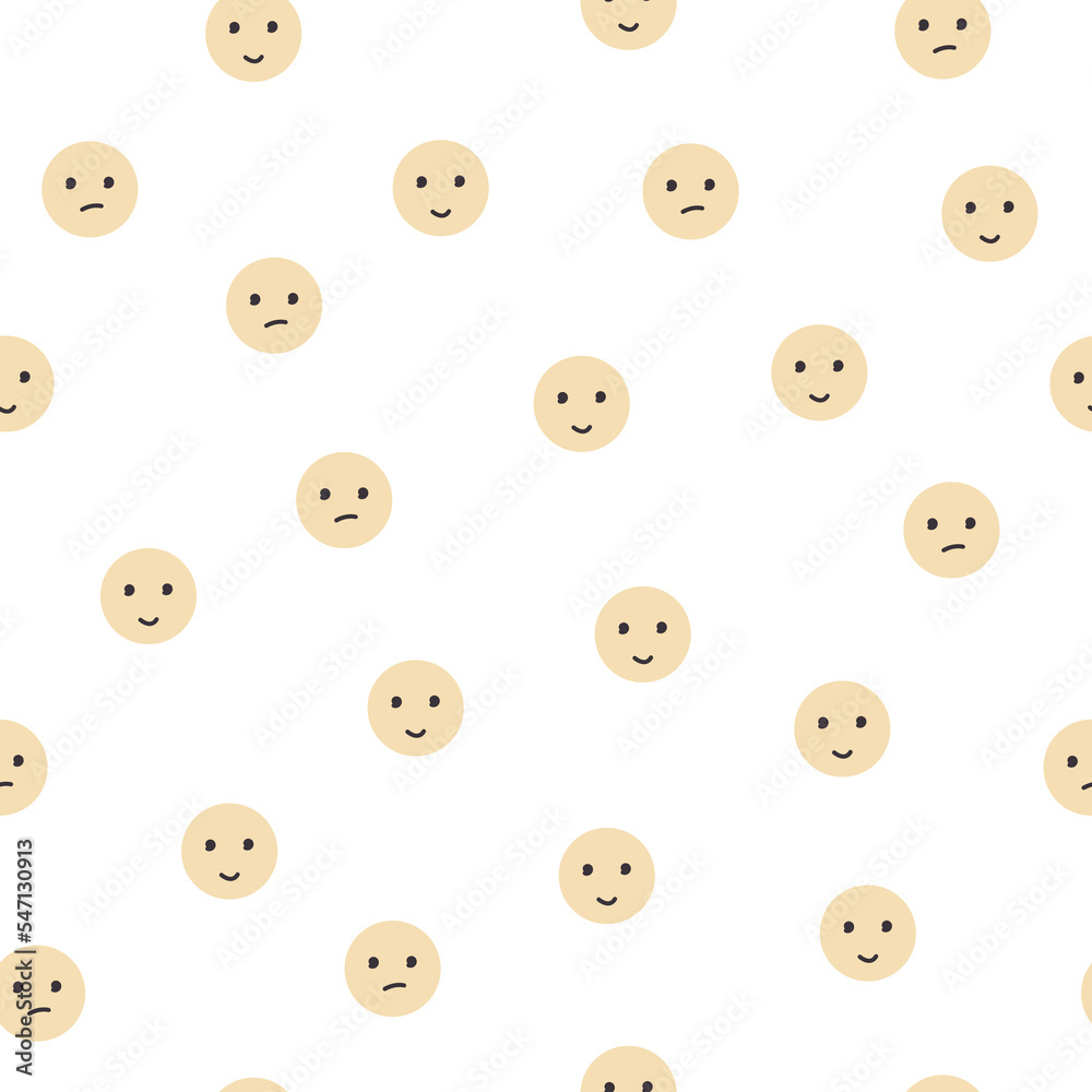 Emoji pattern in round yellow color with expression facial emotions sum aba joys. Minimalism vector illustration isolated on white background. Emoji pattern in round yellow color with expression facial emotions sum aba joys. Minimalism vector illustration isolated on white background.