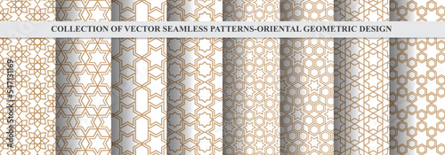 COLLECTION OF VECTOR SEAMLESS PATTERNS-ORIENTAL GEOMETRIC DESIGN 