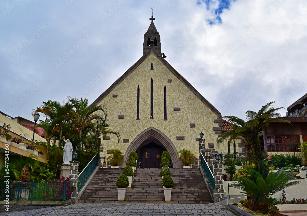 Naklejka premium St. Anthony Church (Santo Antonio de Paquequer) in Teresopolis, Rio de Janeiro, Brazil