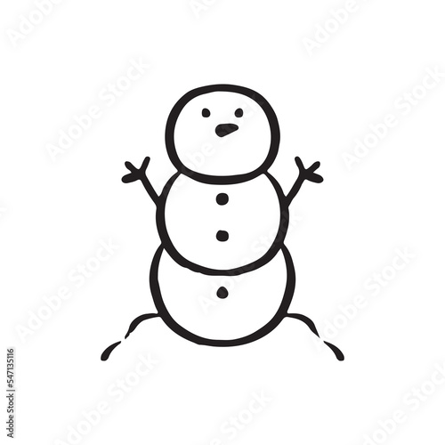 Christmas Snowman Illustration for Coloring Book
