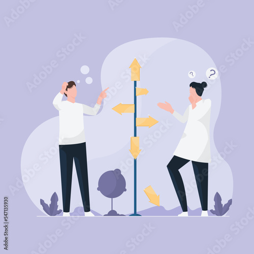 Need to make a decision, Decide on the right way or another option, Choose the best shortcut to success in your chosen way, Concept  thinking, Decision, alternative