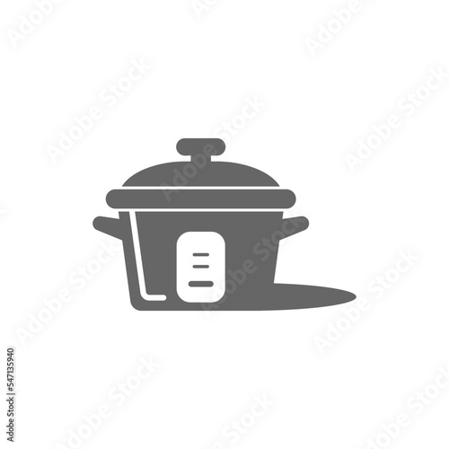 Black cooking pot icon isolated on a white background - concept of cookware and food