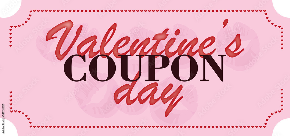 Valentine's day ticket coupon valentine's day decorations pink red kiss winter online commerce online store event invitation valentines day 2024