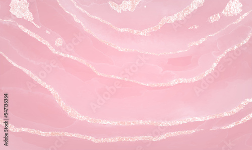 Pink liquid marble design abstract painting background. Abstract rose liquid marble or watercolor background with glitter foil stripes. Pastel marbled alcohol ink for wedding invitation. Vector EPS10.