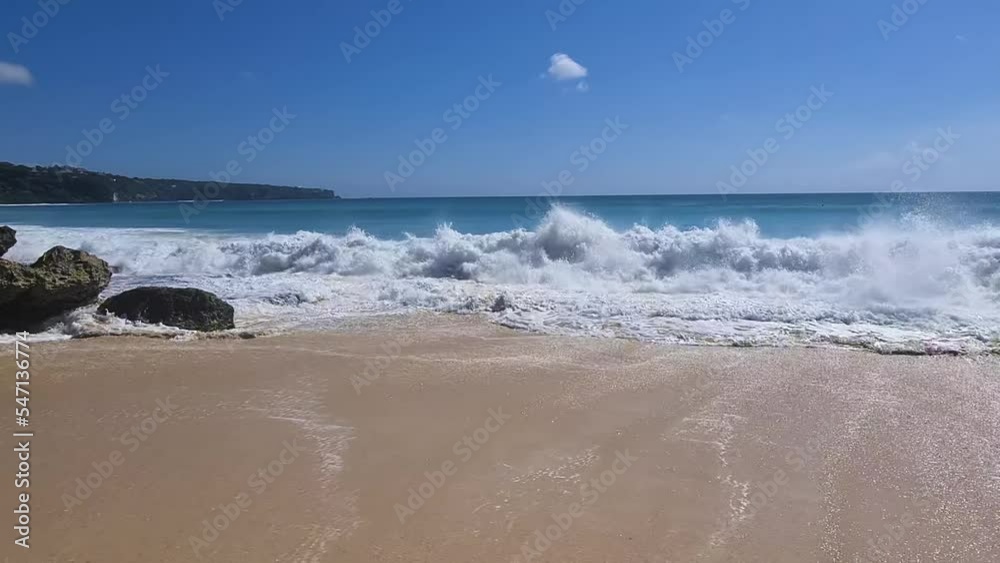 Ocean Waves Breaking on Dreamland Beach, Bali Island, Indonesia Ocean Waves Breaking on Dreamland Beach, Bali Island, Indonesia