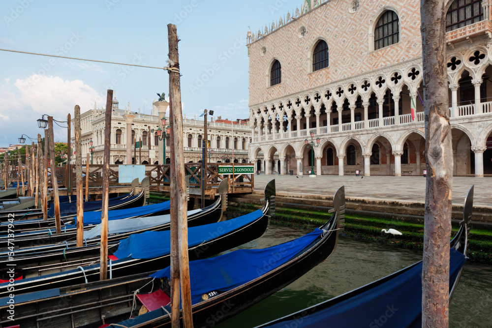 Venezia. Gondole al palo al Molo di Palazzo Ducale