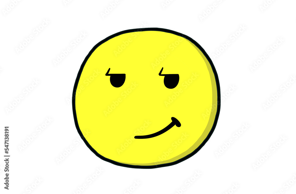 Fototapeta premium Yellow face as a round emoticon while looking cool