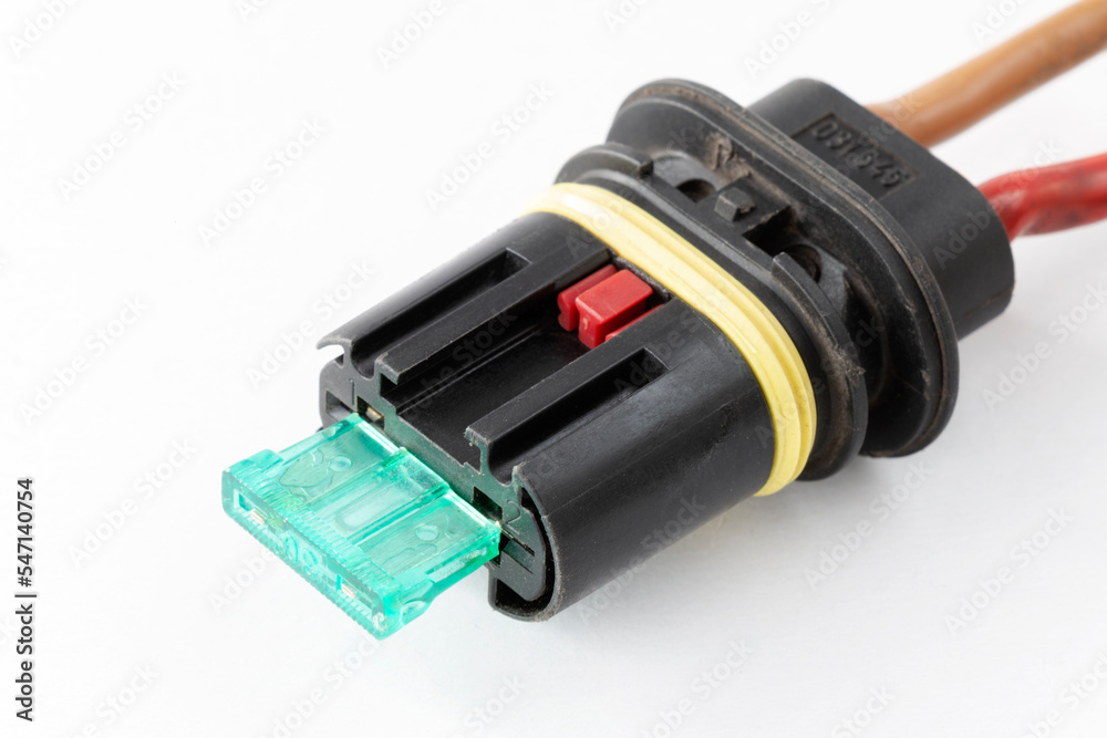 waterproof car fuse connector, close-up on a white background waterproof car fuse connector, close-up on a white background