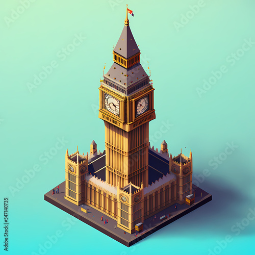 Big Ben, England: 3D Isometric Famous World Landmarks