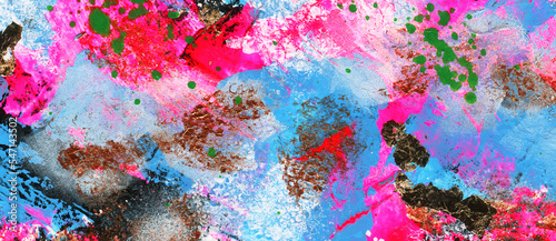 Creative banner with hand drawn abstract multicolored acrylic texture. Colourful background.
