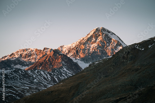 Detail shot of the summit of Mount Zebrù at sunset, in the Forni Valley, Northern Italy © Stefano Dosselli
