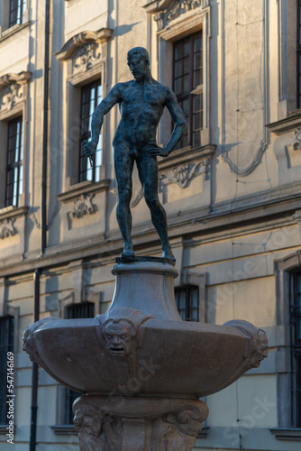 Sculpture student with sword