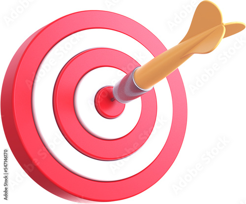 Target goal bullseye isolated on transparent background. 3D rendering