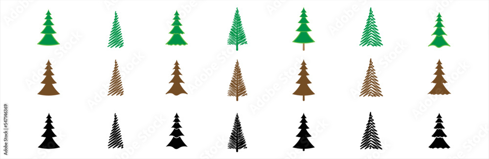 Fototapeta premium Christmas tree icon. Christmas tree icon set. Fir tree collection with different style. Fir tree symbol and sign. Vector illustration.