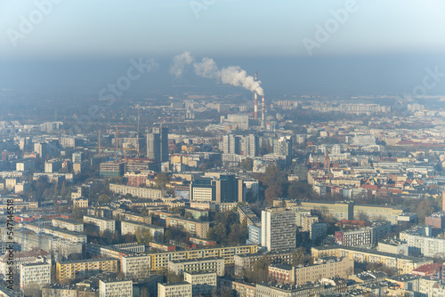 aerial view of the smoke city