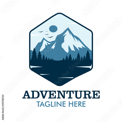 Adventure logo vector design. Forest and mountain logo illustrations vector