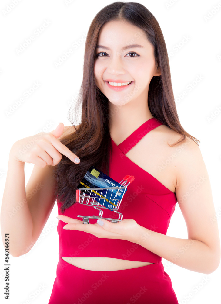 Portrait young woman shopping with credit card transparent file. Portrait young woman shopping with credit card transparent file.