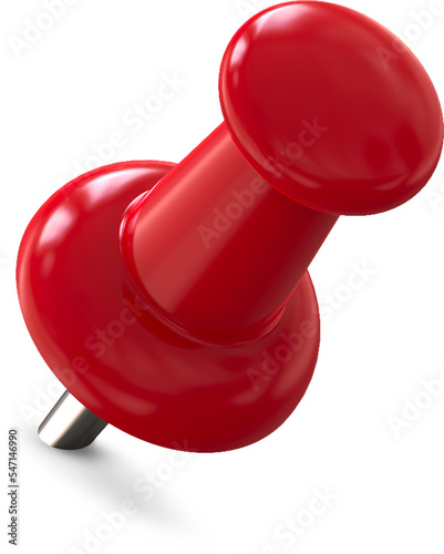 Red pin, push pin isolated on transparent background. 3D rendering photo
