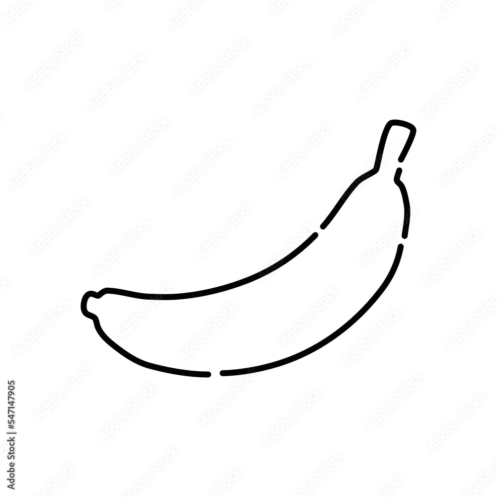 One banana doodle icon. Hand drawn black sketch. Vector Illustration.